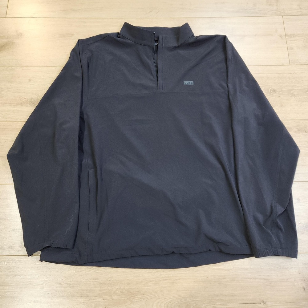 Cuts Performance‎ 1/4 Zip Windbreaker Mens XL Black Long Sleeve Lightweight